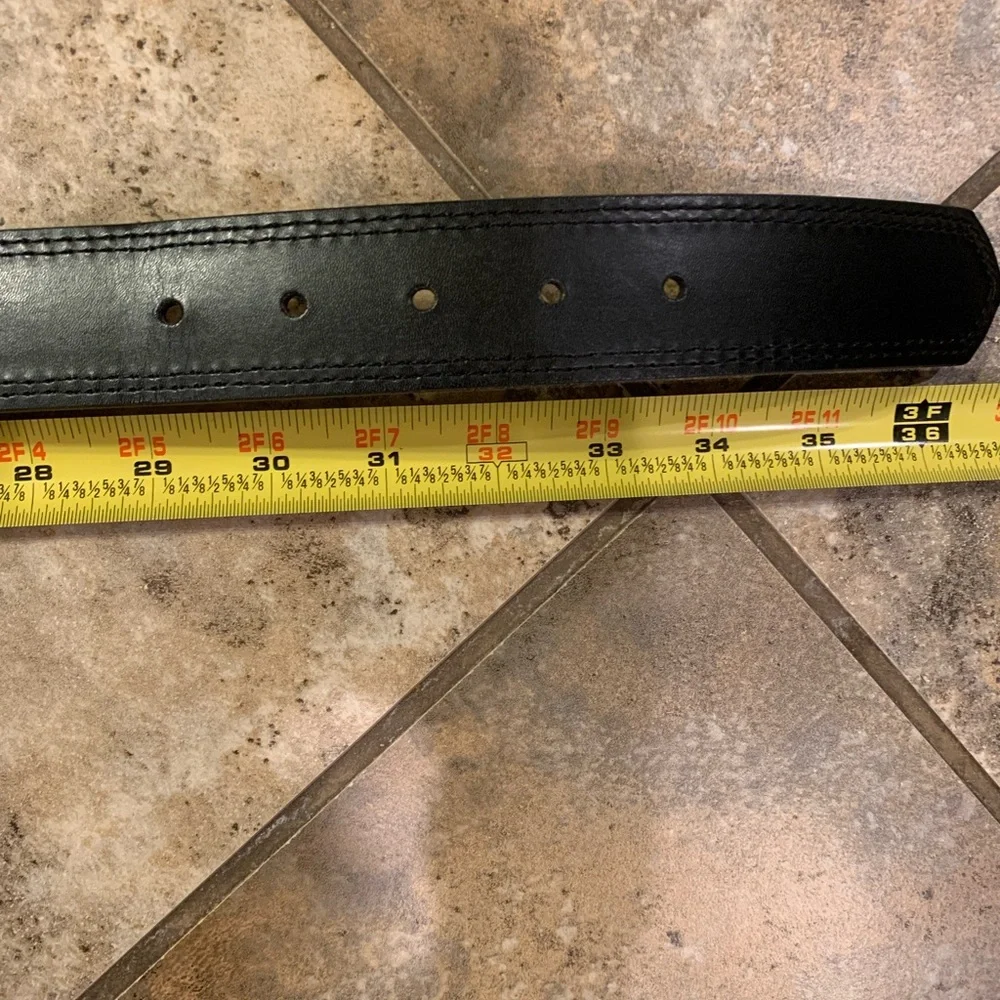 Beautiful black leather belt with bronze buckle fits 29-33”